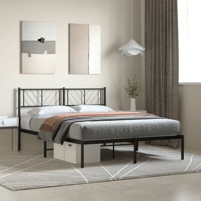 vidaXL Metal Bed Frame without Mattress with Headboard Black 120x200 cm