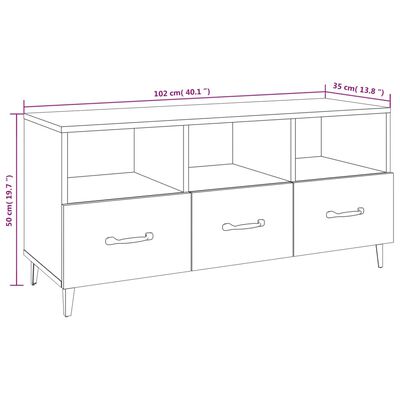 vidaXL TV Cabinet Black 102x35x50 cm Engineered Wood