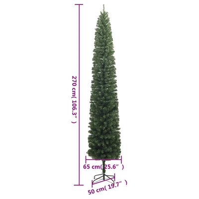 vidaXL Slim Christmas Tree with Stand 270 cm PVC