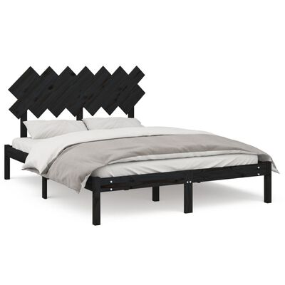 vidaXL Bed Frame without Mattress Black 140x190 cm Solid Wood