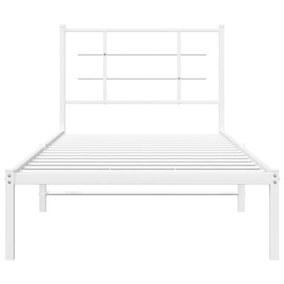 vidaXL Metal Bed Frame without Mattress with Headboard White 90x190 cm Single