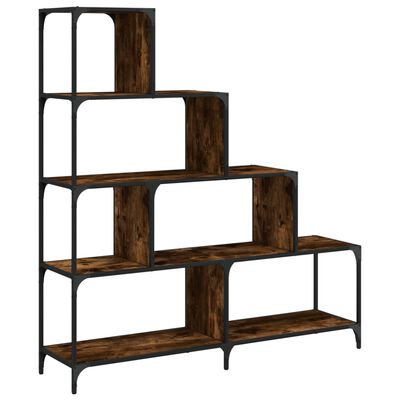 vidaXL Bookcase 4-Stair Smoked Oak 139x33.5x149 cm Engineered Wood