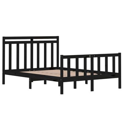 vidaXL Bed Frame without Mattress Black 135x190 cm Double Solid Wood