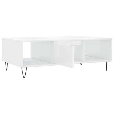 vidaXL Coffee Table High Gloss White 104x60x35 cm Engineered Wood