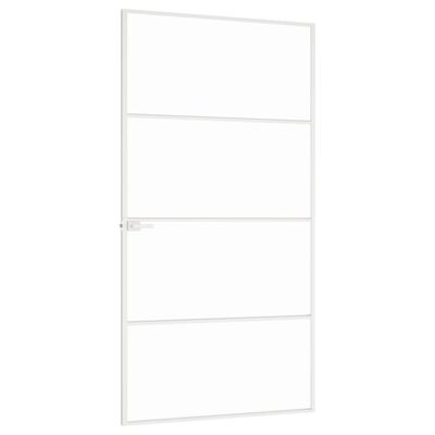 vidaXL Interior Door White 102x201.5 cm Tempered Glass&Aluminium Slim