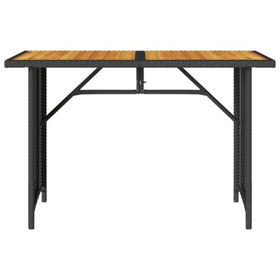 vidaXL Garden Table with Wooden Top Black 110x68x70 cm Poly Rattan