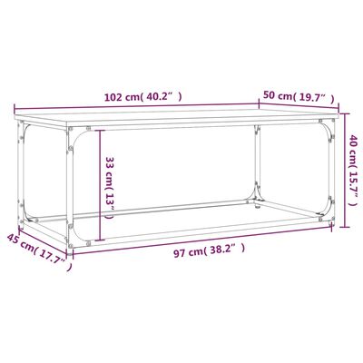 vidaXL Coffee Table Sonoma Oak 102x50x40 cm Engineered Wood and Iron