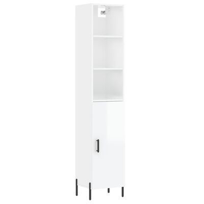 vidaXL Highboard High Gloss White 34.5x34x180 cm Engineered Wood