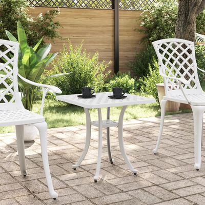 vidaXL Garden Table White 53x53x53 cm Cast Aluminium