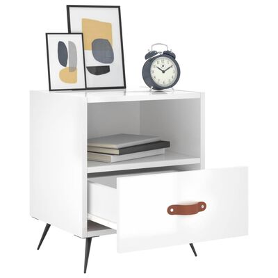 vidaXL Bedside Cabinet High Gloss White 40x35x47.5 cm Engineered Wood