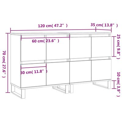 vidaXL Sideboards 2 pcs White Engineered Wood