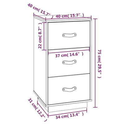 vidaXL Bedside Cabinet Honey Brown 40x40x75 cm Solid Wood Pine