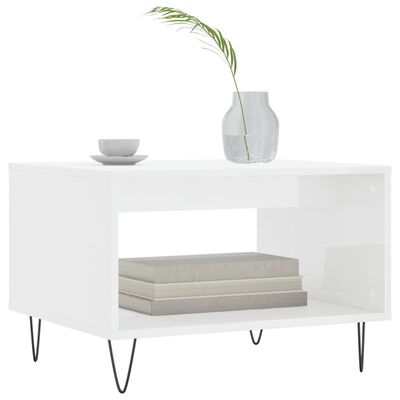 vidaXL Coffee Table High Gloss White 60x50x40 cm Engineered Wood