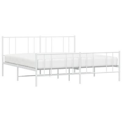 vidaXL Metal Bed Frame without Mattress with Footboard White 200x200 cm