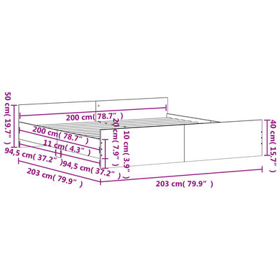 vidaXL Bed Frame without Mattress Smoked Oak 200x200 cm