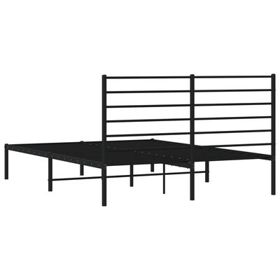 vidaXL Metal Bed Frame without Mattress with Headboard Black 135x190 cm Double