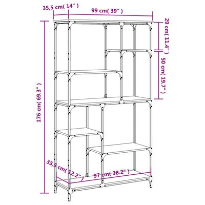 vidaXL Bookshelf Black 99x35.5x176 cm Engineered Wood and Steel