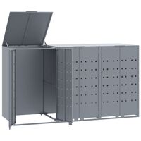 vidaXL Wheelie Bin Storage for 3 Bins Grey 207x79x117 cm Steel