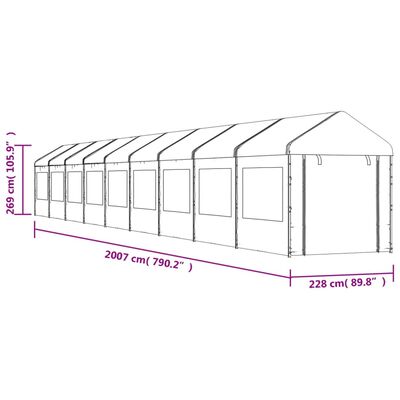 vidaXL Gazebo with Roof White 20.07x2.28x2.69 m Polyethylene