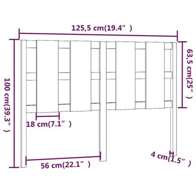 vidaXL Bed Headboard 125.5x4x100 cm Solid Wood Pine