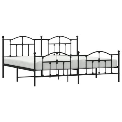 vidaXL Metal Bed Frame without Mattress with Footboard Black 200x200 cm