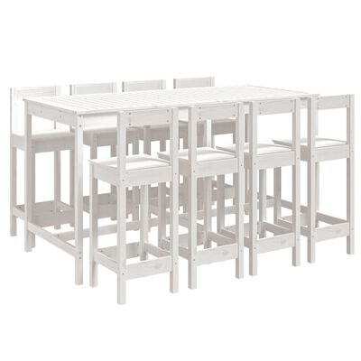 vidaXL 9 Piece Garden Bar Set White Solid Wood Pine