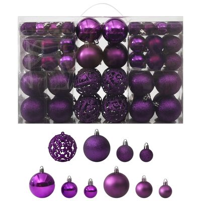 vidaXL 100 Piece Christmas Ball Set Purple