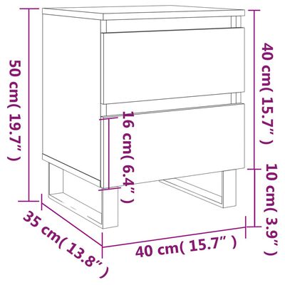 vidaXL Bedside Cabinets 2 pcs Concrete Grey 40x35x50 cm Engineered Wood