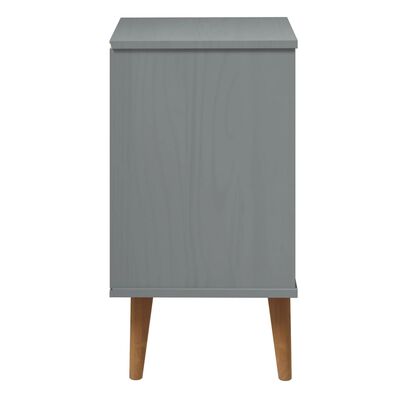 vidaXL Bedside Cabinet MOLDE Grey 40x35x65 cm Solid Wood Pine