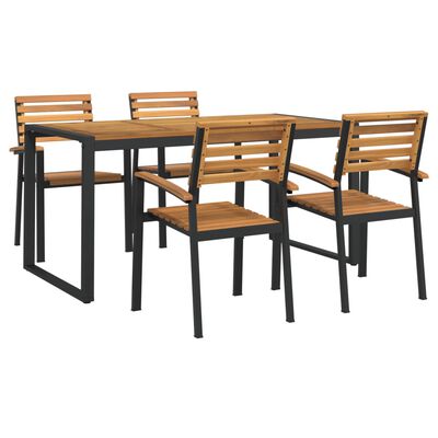 vidaXL 5 Piece Garden Dining Set Solid Wood Acacia and Metal