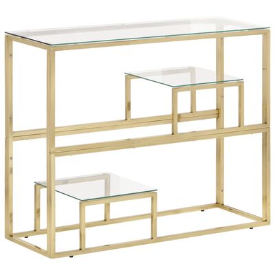 vidaXL Console Table Gold Stainless Steel and Tempered Glass