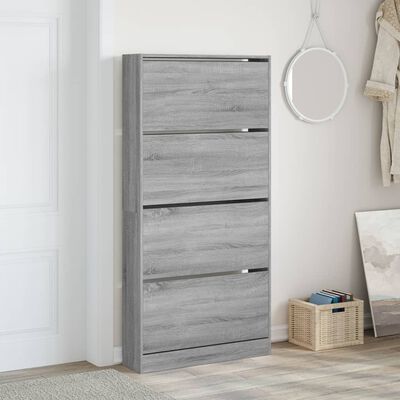 vidaXL Shoe Cabinet with 4 Flip-Drawers Grey Sonoma 80x21x163.5 cm