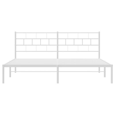 vidaXL Metal Bed Frame without Mattress with Headboard White 193x203 cm