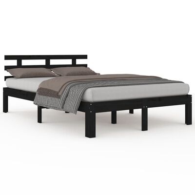 vidaXL Bed Frame without Mattress Black Solid Wood 200x200 cm