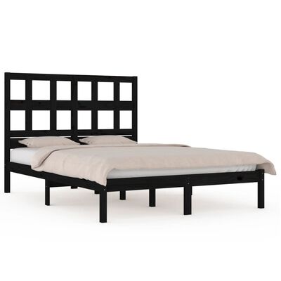 vidaXL Bed Frame without Mattress Black 180x200 cm Super King Solid Wood