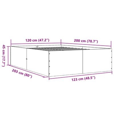 vidaXL Bed Frame without Mattress Smoked Oak 120x200 cm