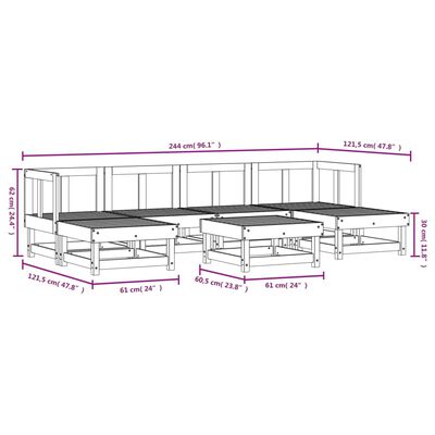 vidaXL 7 Piece Garden Lounge Set White Solid Wood Pine