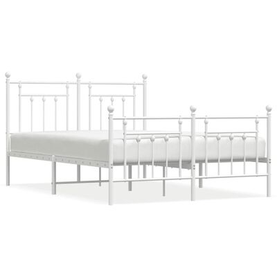 vidaXL Metal Bed Frame without Mattress with Footboard White 150x200 cm King Size