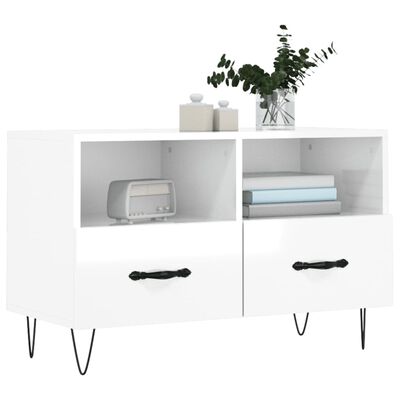 vidaXL TV Cabinet High Gloss White 80x36x50 cm Engineered Wood