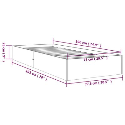 vidaXL Bed Frame without Mattress Solid Wood 75x190 cm Small Single