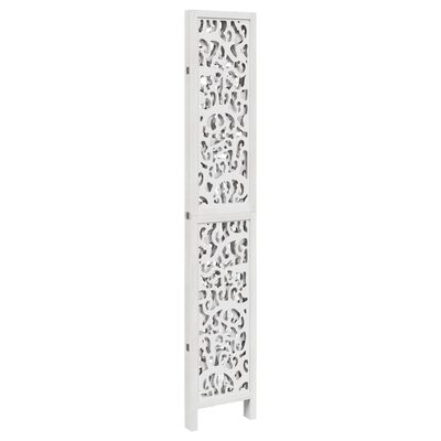 vidaXL Room Divider 4 Panels White Solid Wood Paulownia