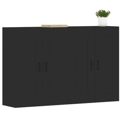 vidaXL Wall Mounted Cabinets 2 pcs Black Engineered Wood