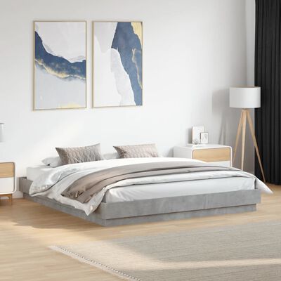 vidaXL Bed Frame without Mattress Concrete Grey 200x200 cm