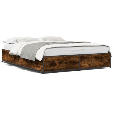 vidaXL Bed Frame without Mattress Smoked Oak 120x190 cm Small Double