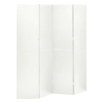 vidaXL 4-Panel Room Dividers 2 pcs White 160x180 cm Steel