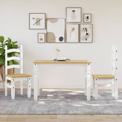 vidaXL Dining Table Corona White 112x60x75 cm Solid Wood Pine