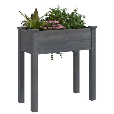 vidaXL Planter with Liner Grey 71x37x76 cm Solid Wood Fir