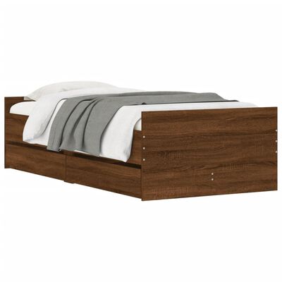 vidaXL Bed Frame without Mattress Brown Oak 75x190 cm Small Single