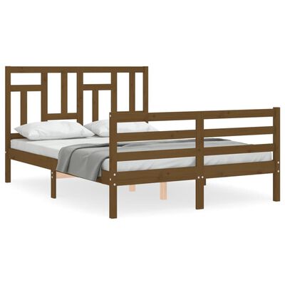 vidaXL Bed Frame without Mattress Honey Brown Small Double Solid Wood