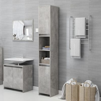 vidaXL 3 Piece Bathroom Furniture Set Concrete Grey Engineered Wood